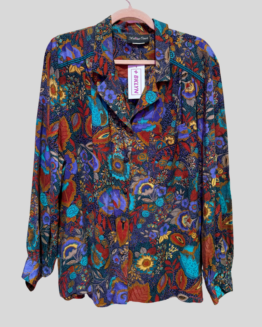 Vintage Melissa Court Blue Paisley Floral Button Down (22)
