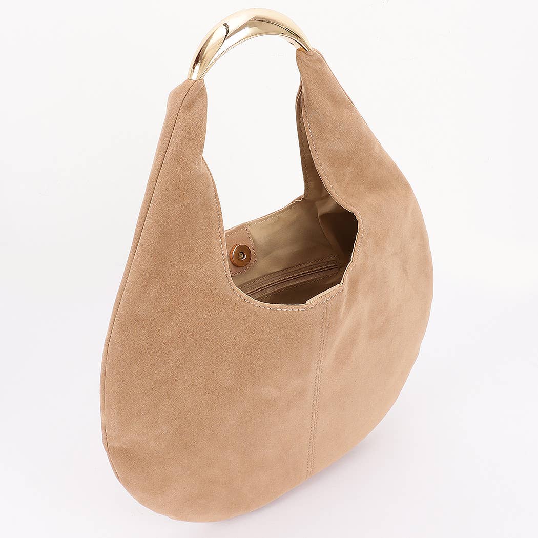Faux Blk Suede Leather Hobo Bag: BK