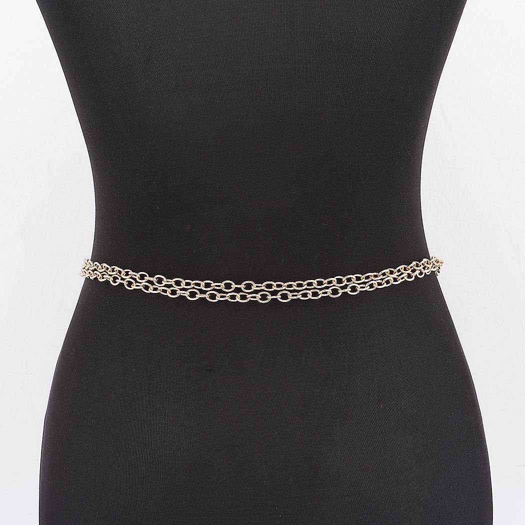 Circle Buckle Layered Chain Waist Belt: GD