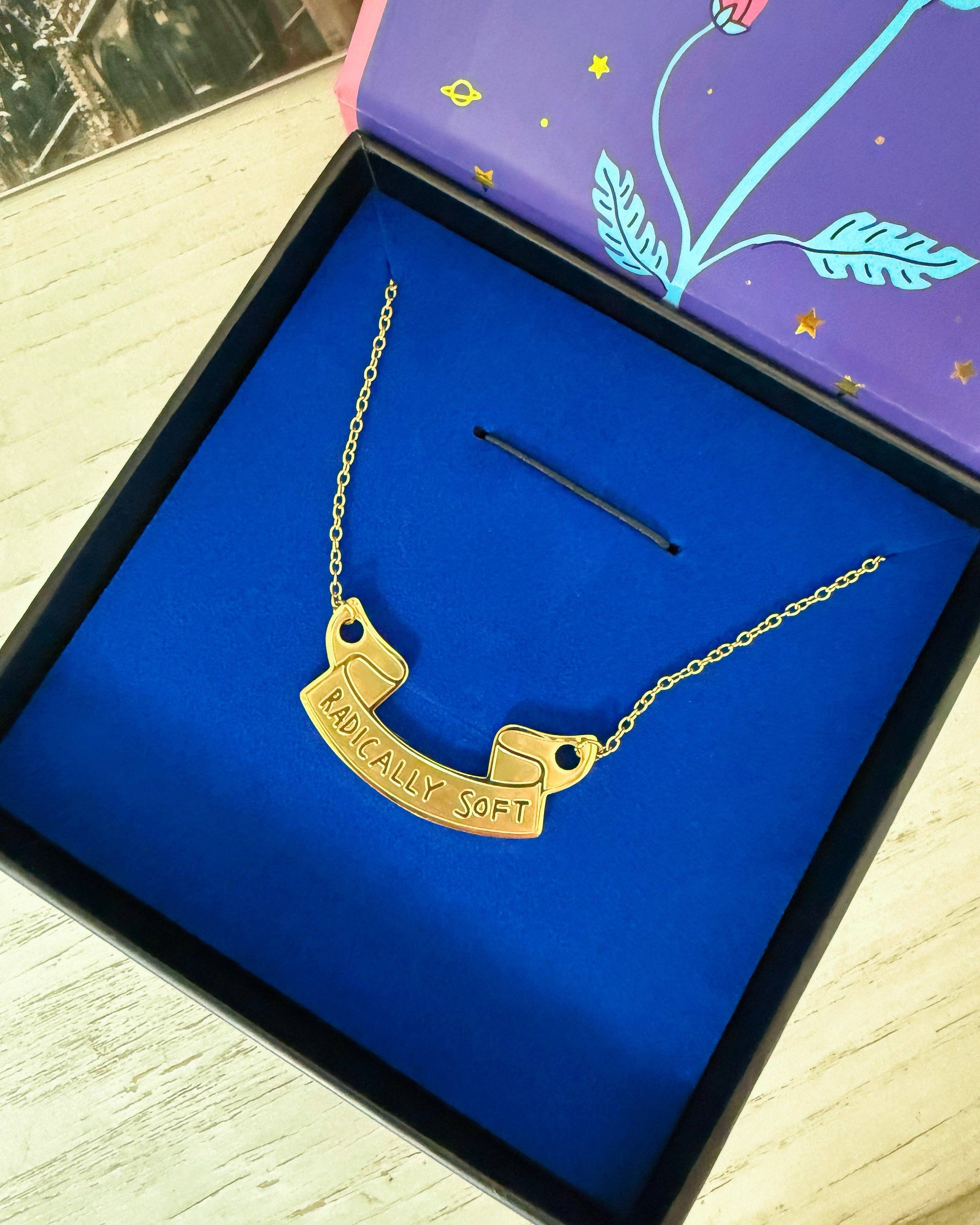 Radically Soft Slogan Necklace: Gold