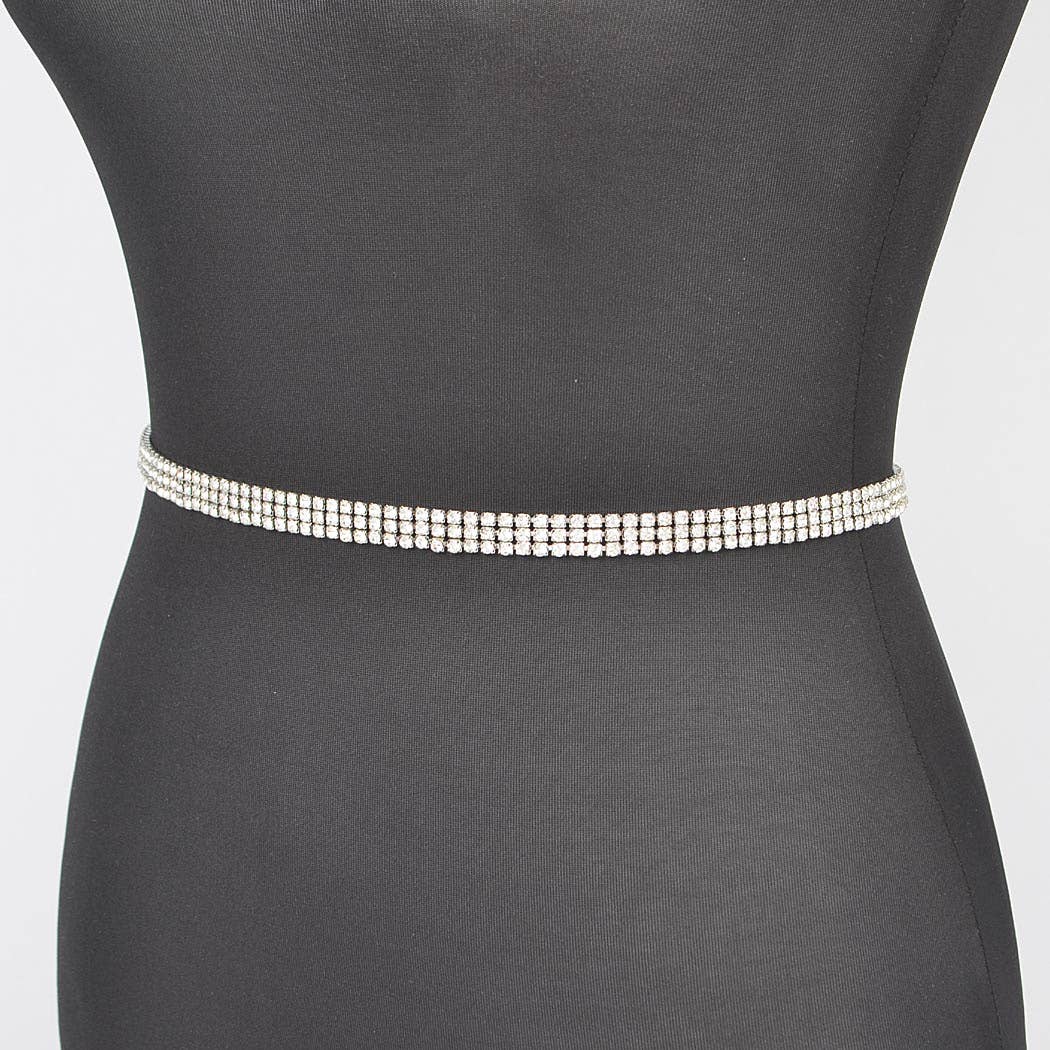 Rhinestone Plus Size Chain Belt Silver