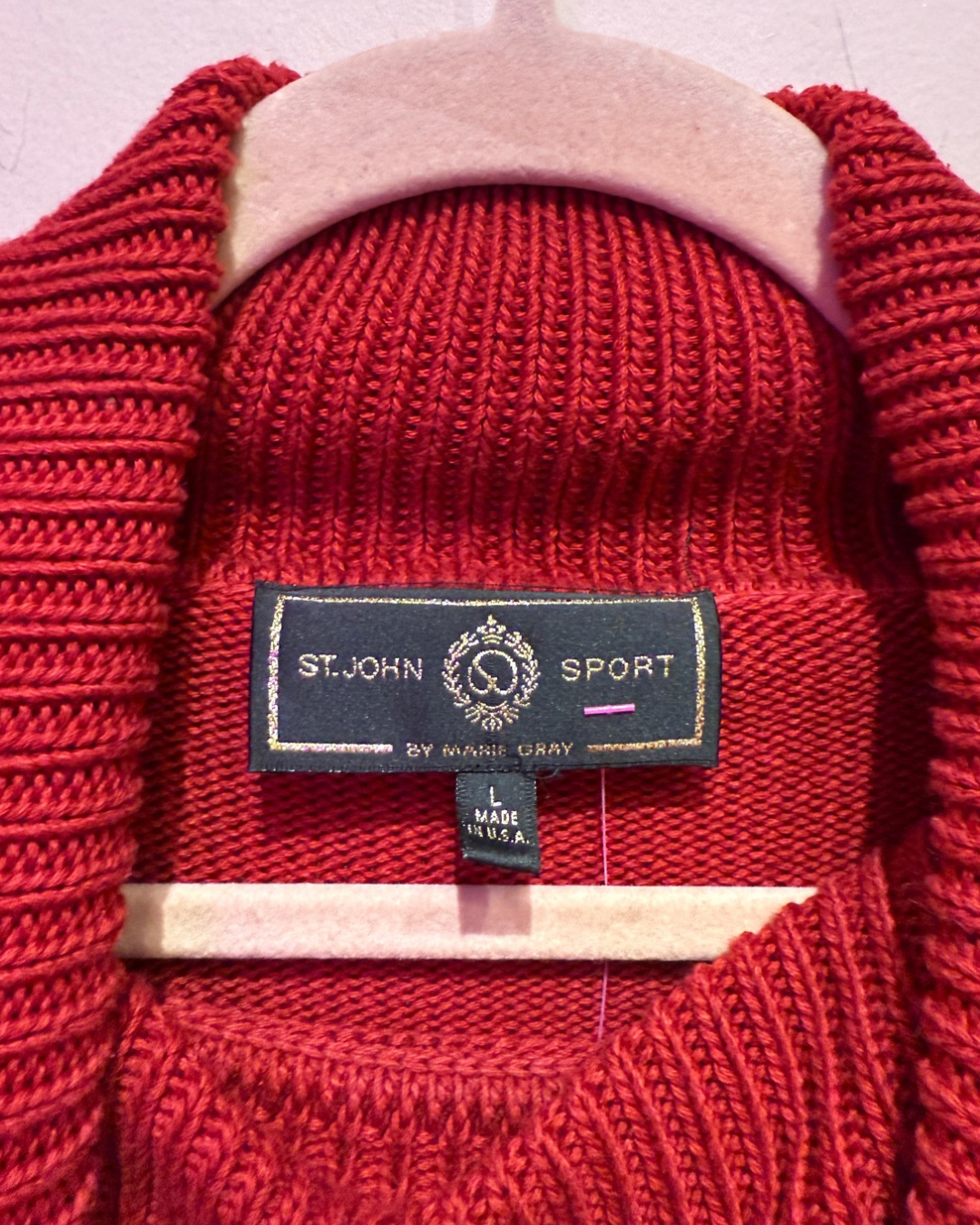 Vintage St. John Sport Red Stripe Turtleneck Sweater (L)