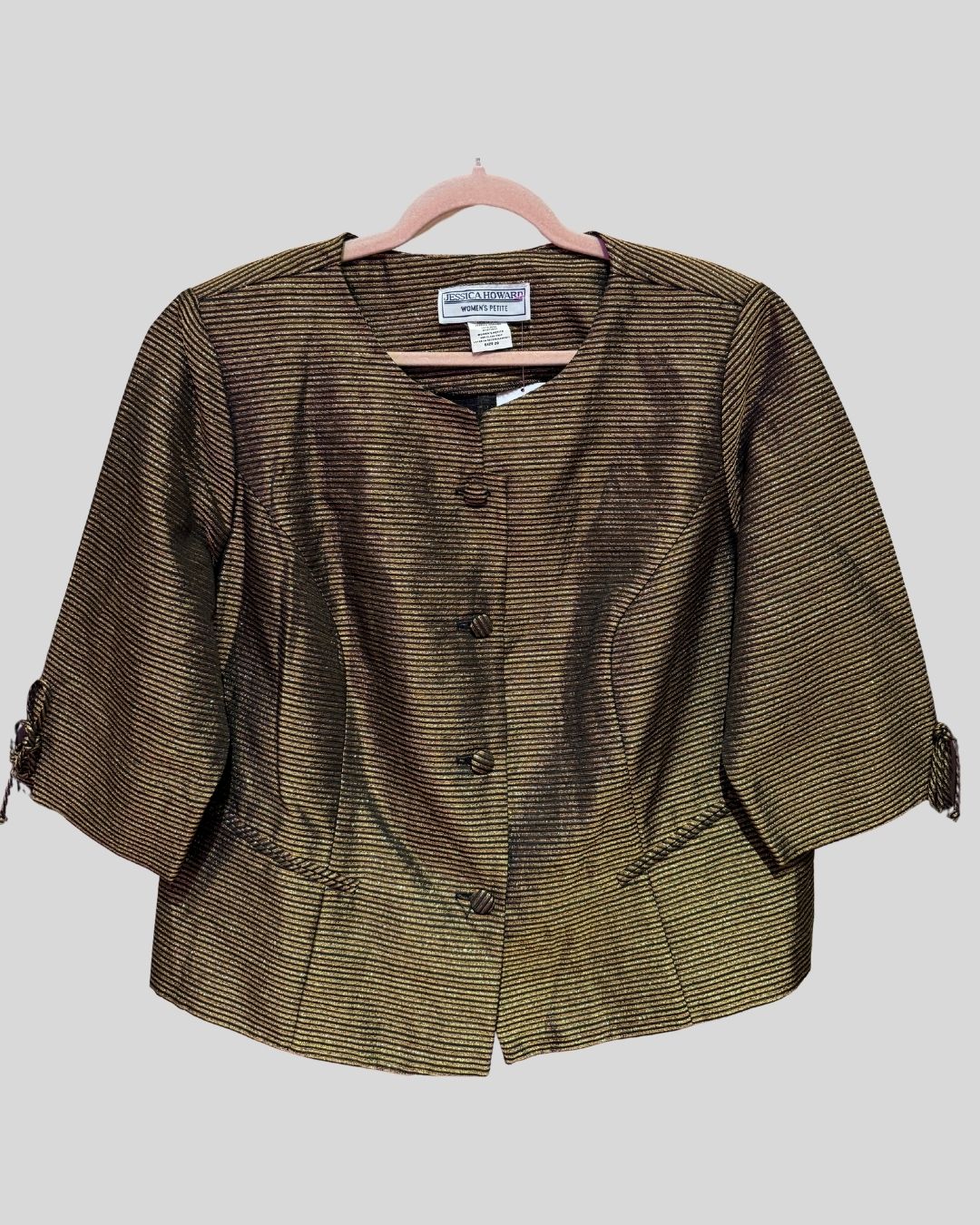 VINTAGE JESSICA HOWARD gold stripe jacket (fits 14/16)