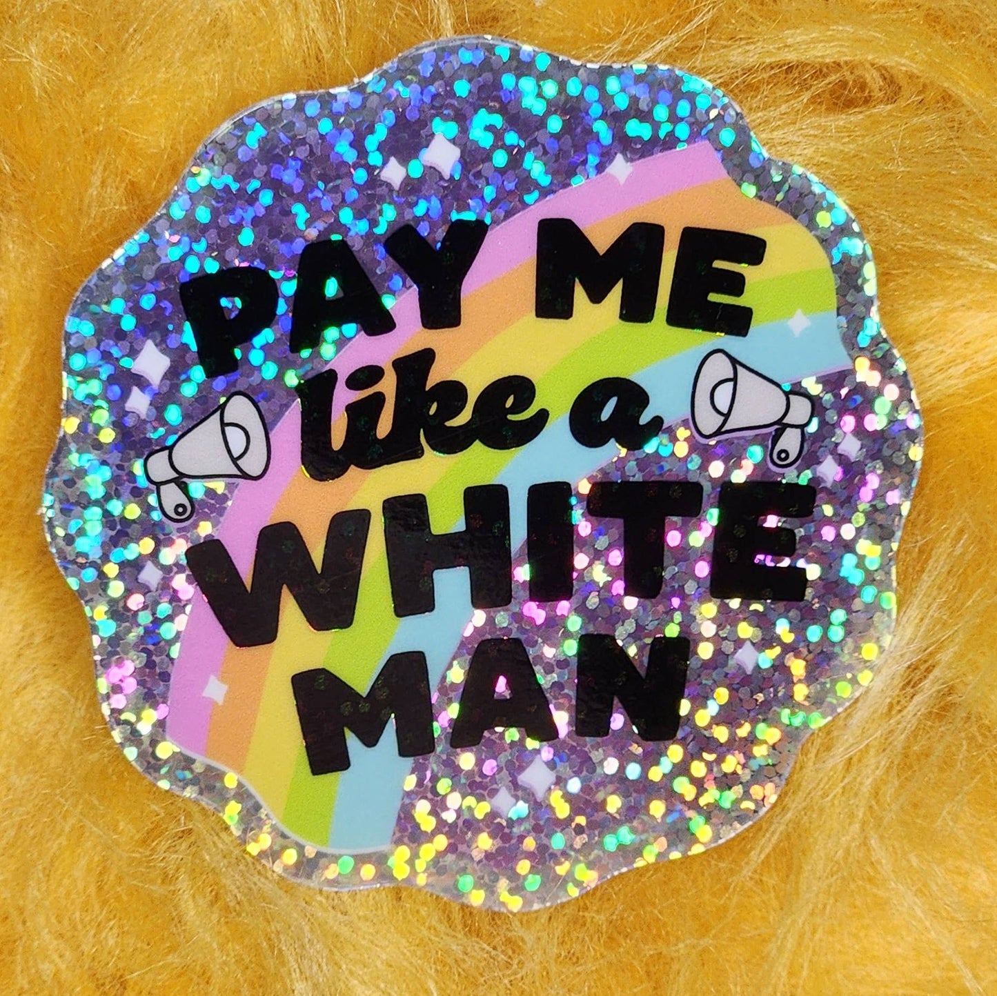 Luxe Trauma - Pay me like a white man sticker hydroflask planner: Glitter