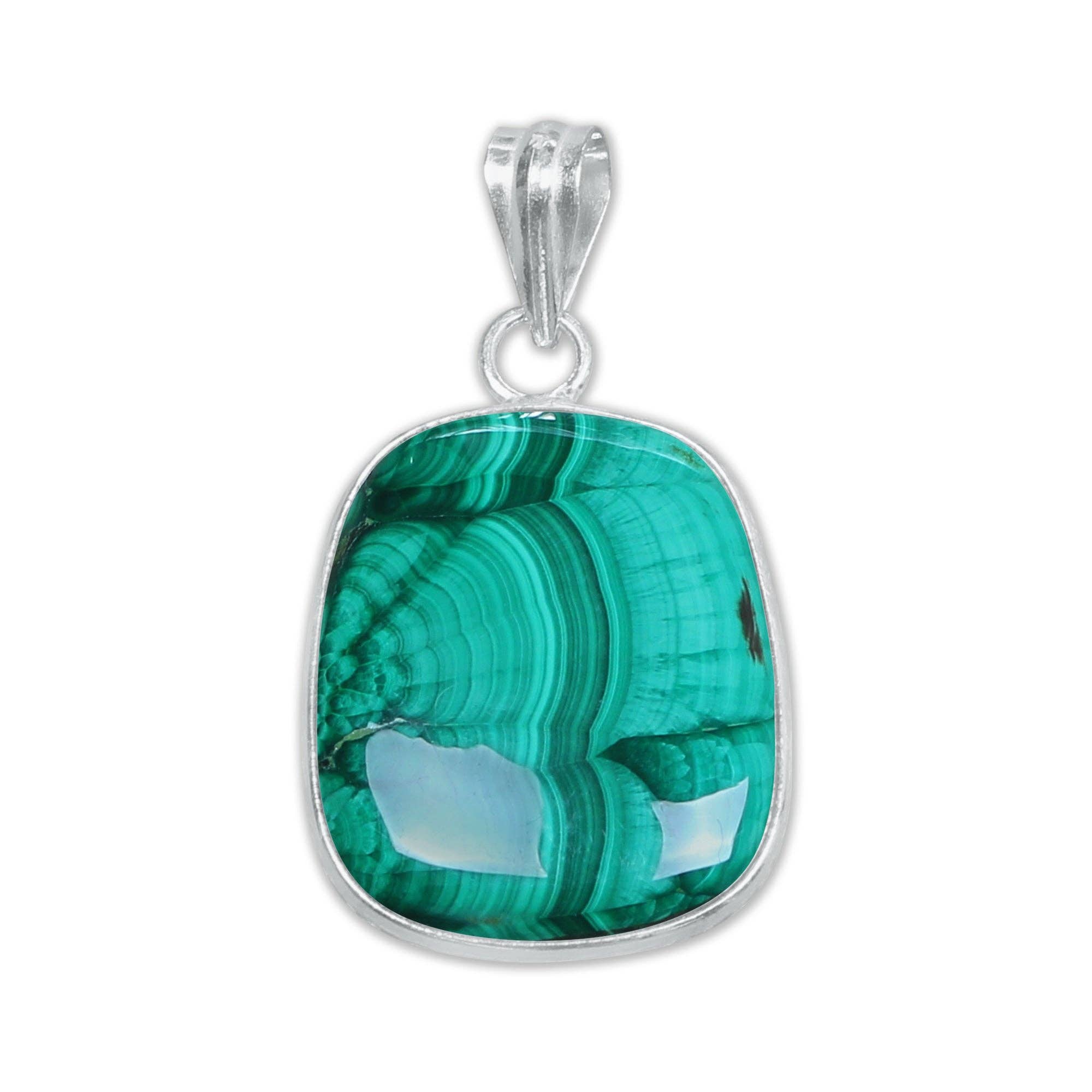 Malachite Minimalist Pendants – Silver-Plated, Handmade, Rich Green | Wholesale: 5 Pendants