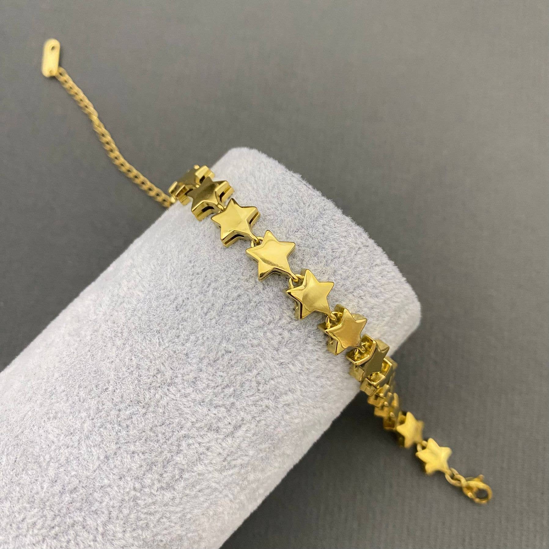 18K Gold Plated S.Steel Glossy Star linked Bracelet - FGS/MS