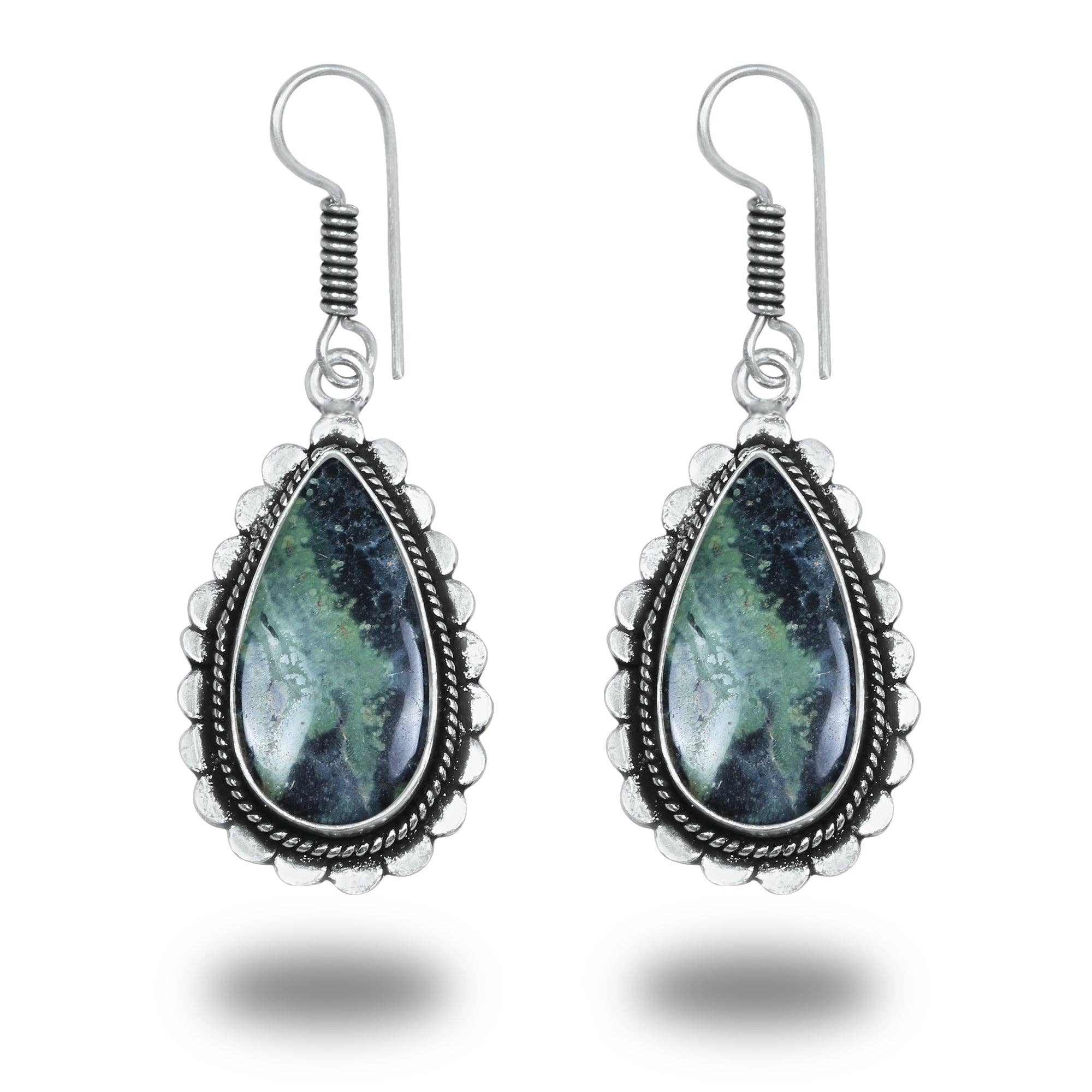 Boho Designer Earrings – Silver-Plated, Handmade, Assorted Gemstones | Wholesale: Pack of 20