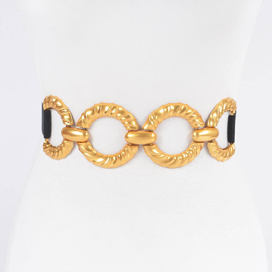 Multi Metal Buckle Elastic Plus Size Belt: BKGD