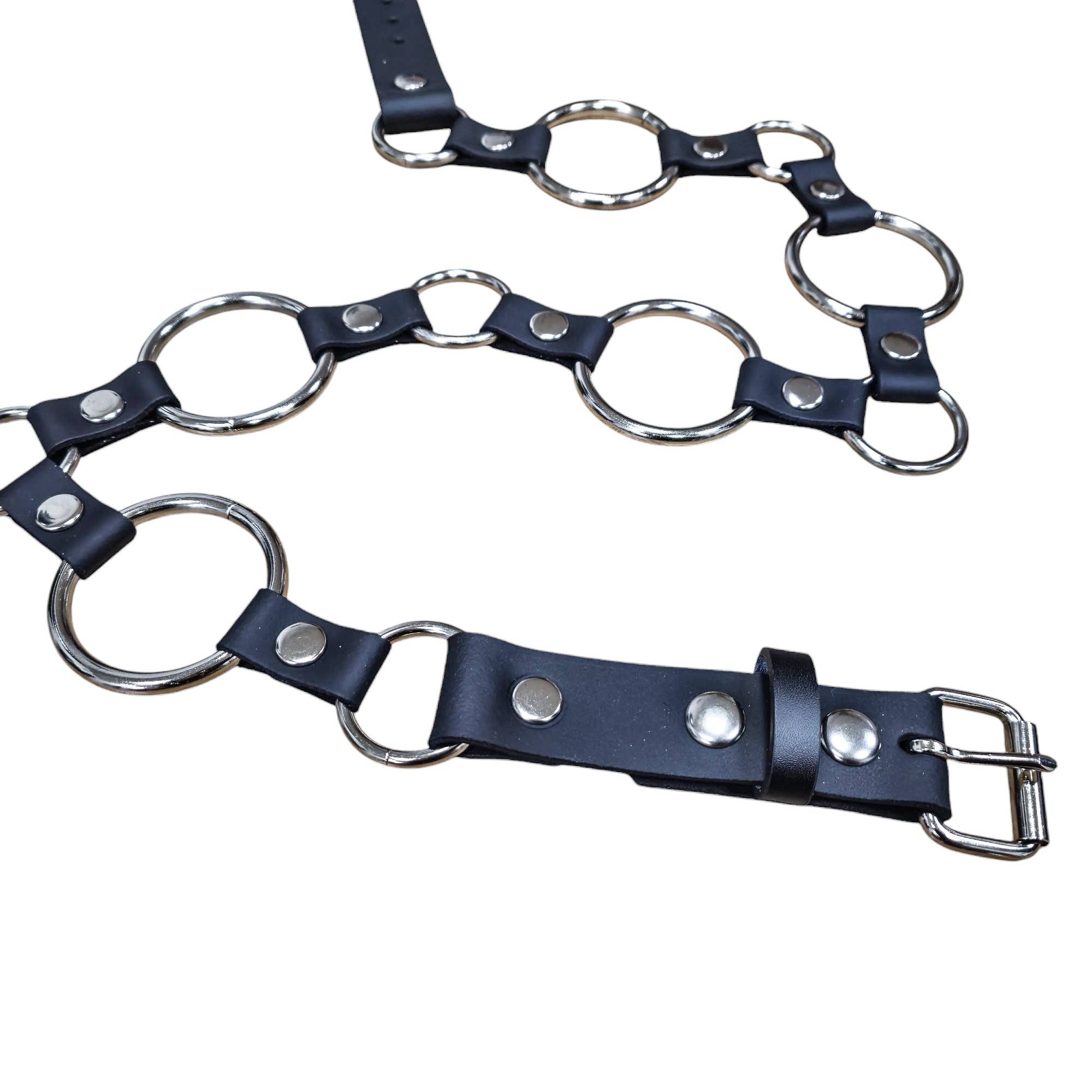 Genuine Leather Silver Ring Belt 42.5-47 Waist