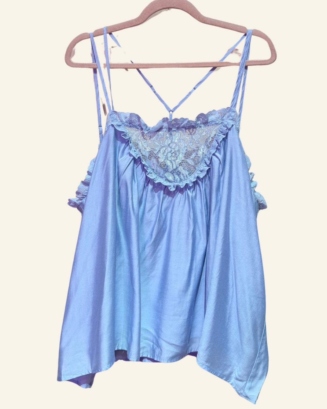 Unbranded Strappy Blue Tank With Lace