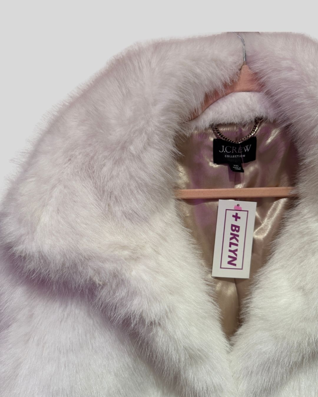 Jcrew collection white faux fur jacket (XXL)