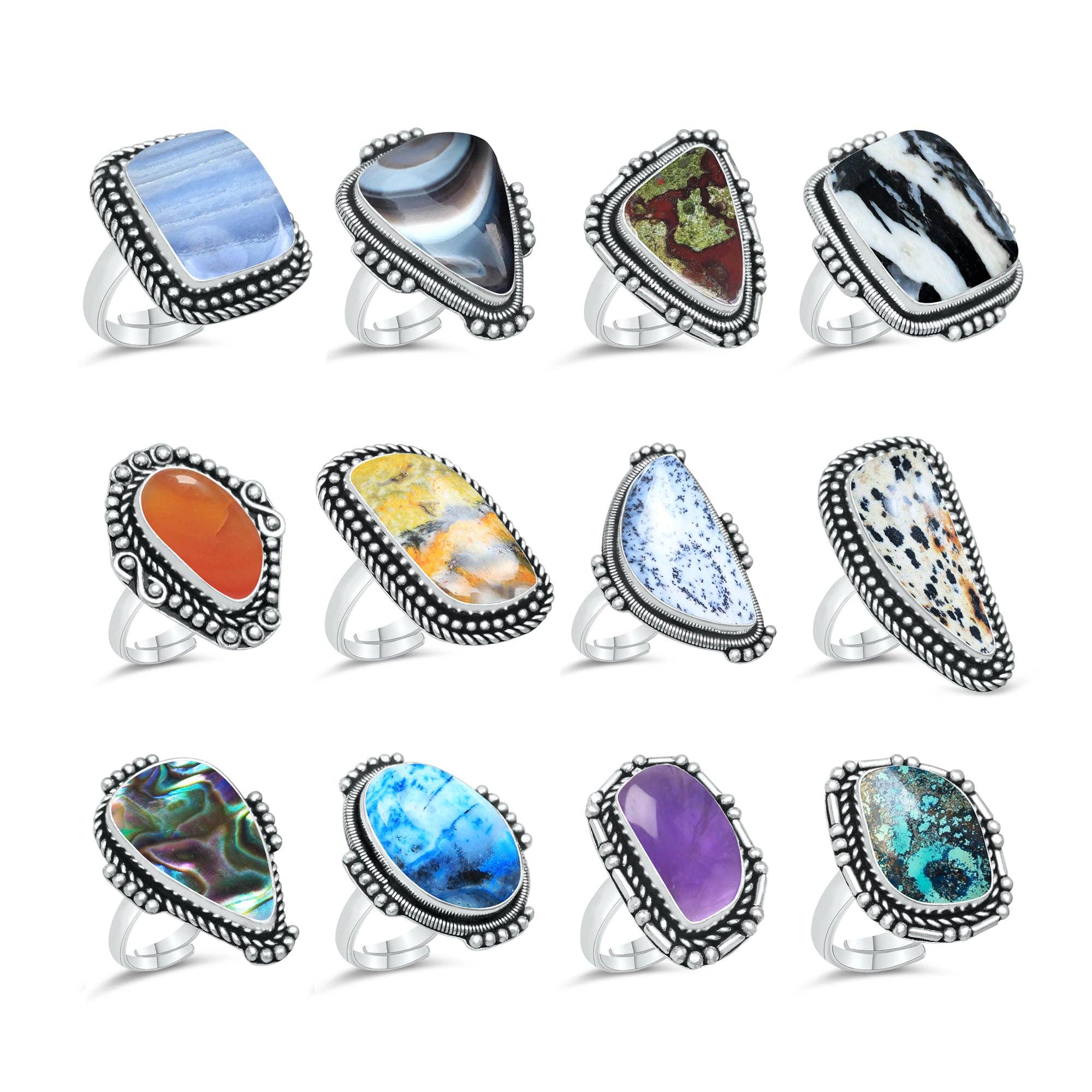 Crystal Rings for Women - Silver Plated, Mixed Sizes, Boho Designs: Gold / 20 Rings / Assorted US 6-10