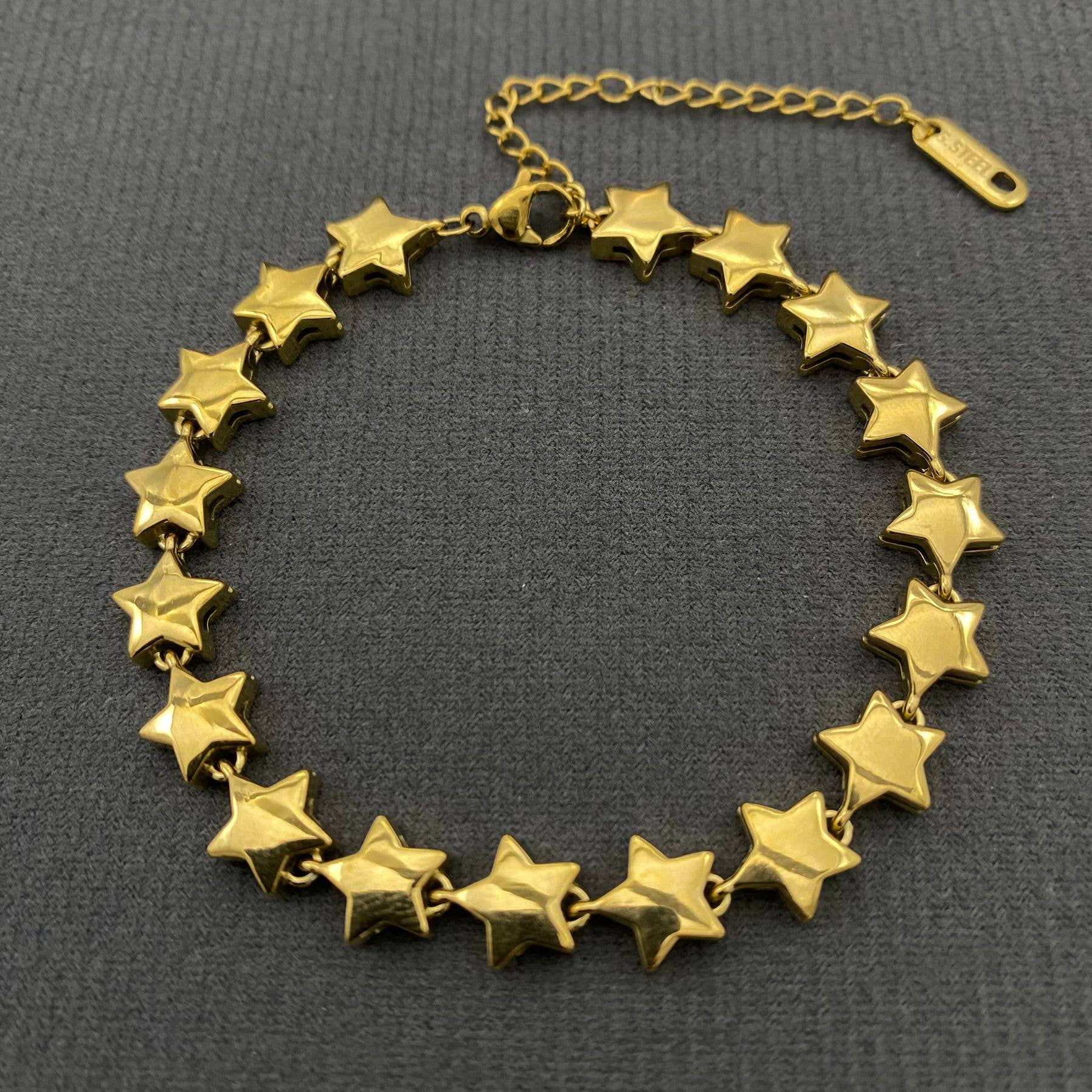 18K Gold Plated S.Steel Glossy Star linked Bracelet - FGS/MS
