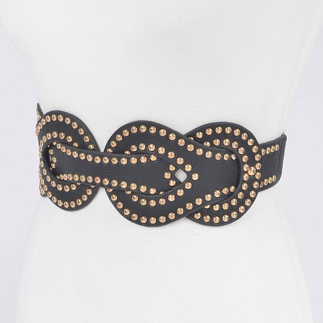 Faux Leather Metal Studded Plus Size Elastic Belt
HB8657: BKSL