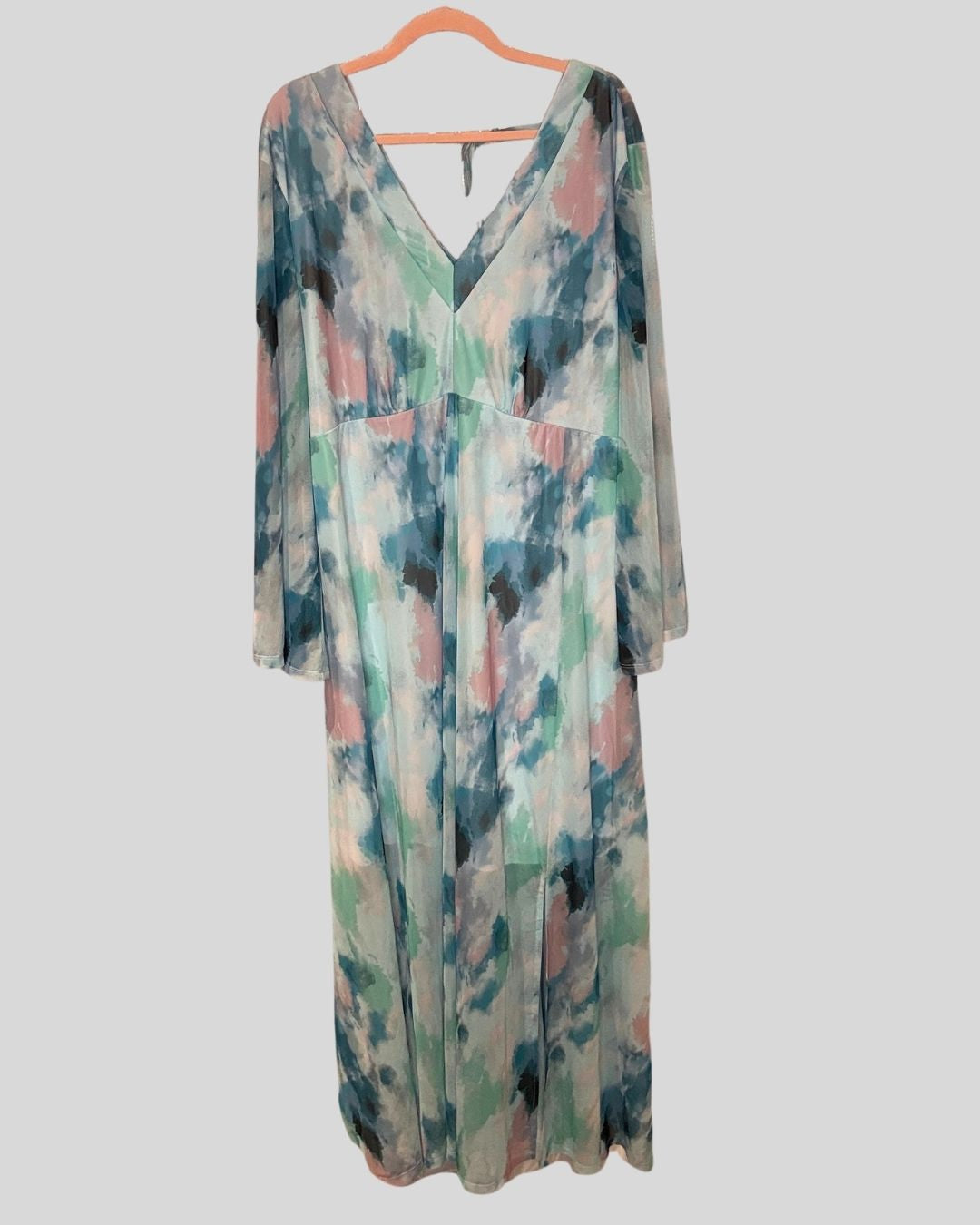 Curations X Nicole Hickl NWT Blue Watercolor Dress (1X)