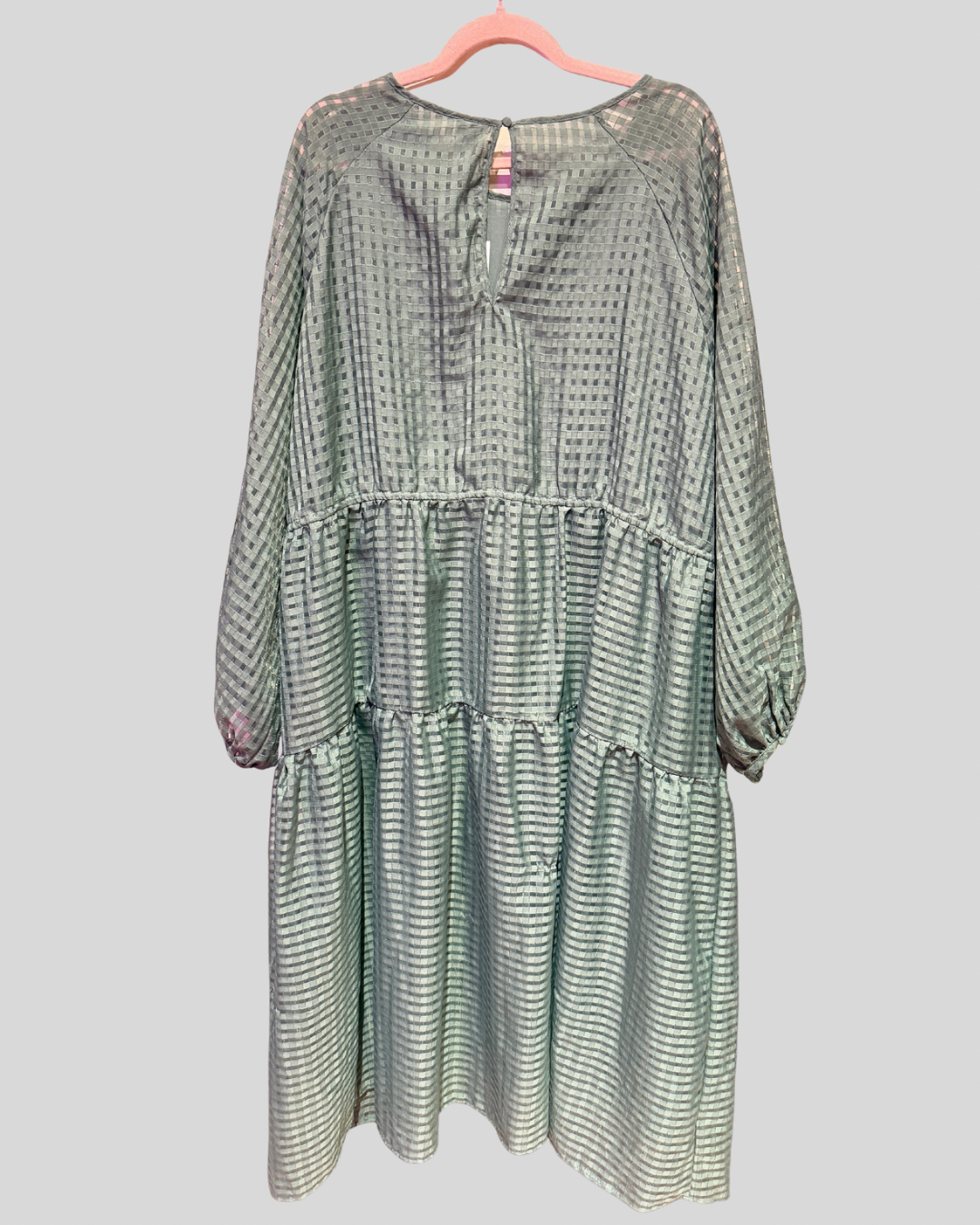 H&M Green Sheer Grid Tiered Dress (XXL)