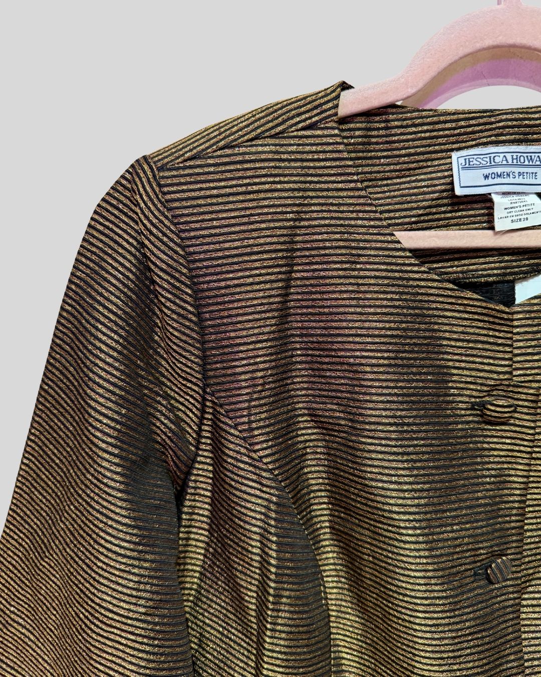 VINTAGE JESSICA HOWARD gold stripe jacket (fits 14/16)