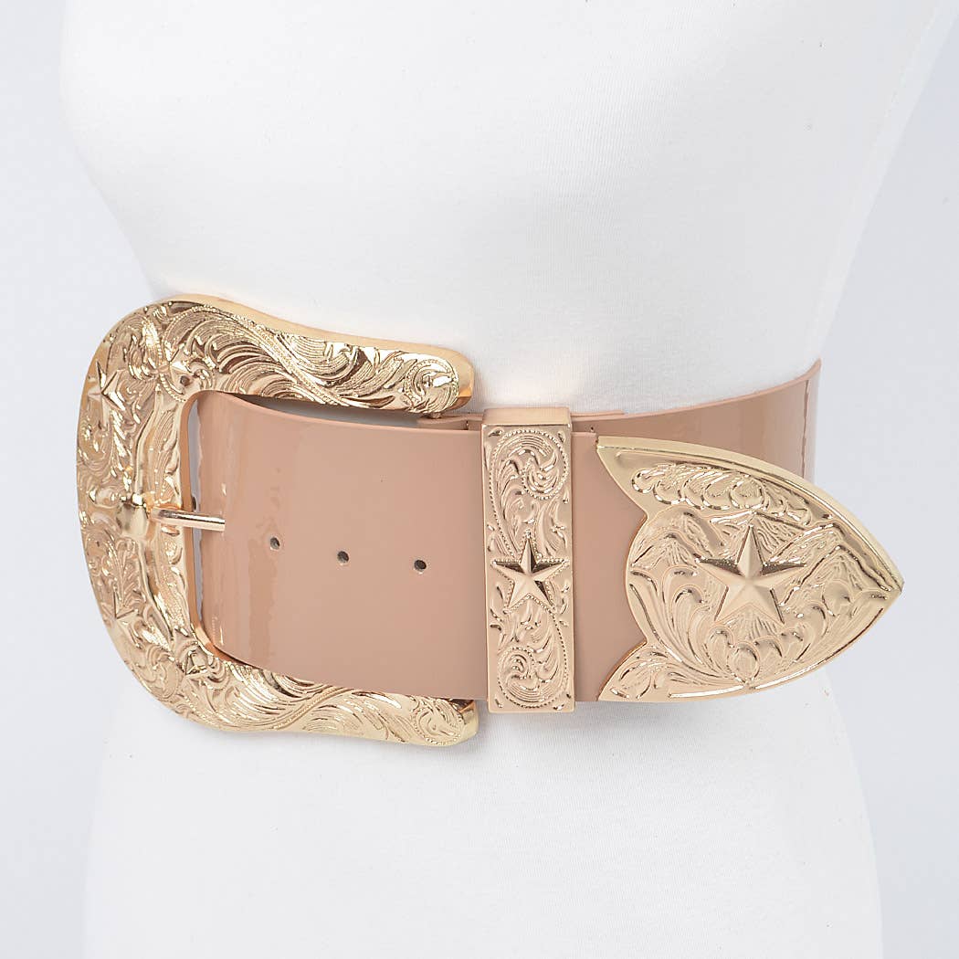 Oversized Multi Metal Plus Size Waist Enamel Belt: Orange Gold