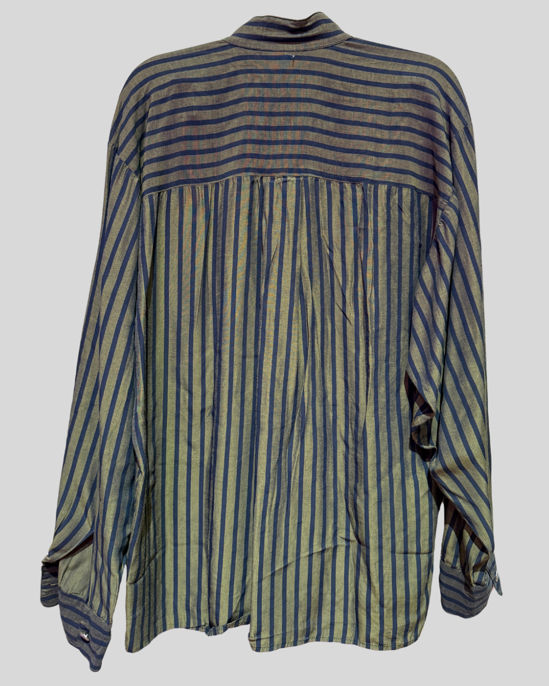 Vintage International Male Green Striped Button Down with Novelty Buttons (XL)