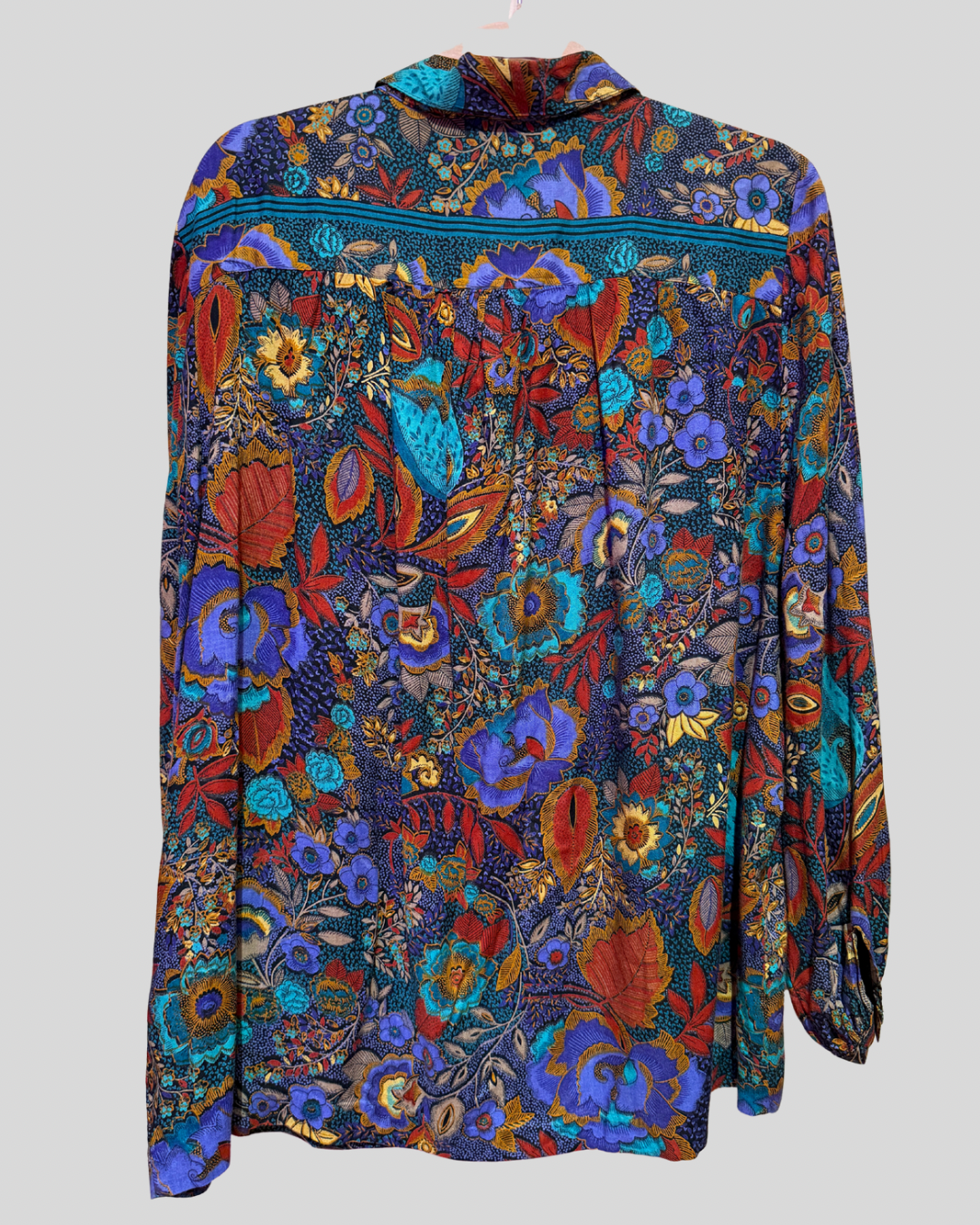 Vintage Melissa Court Blue Paisley Floral Button Down (22)