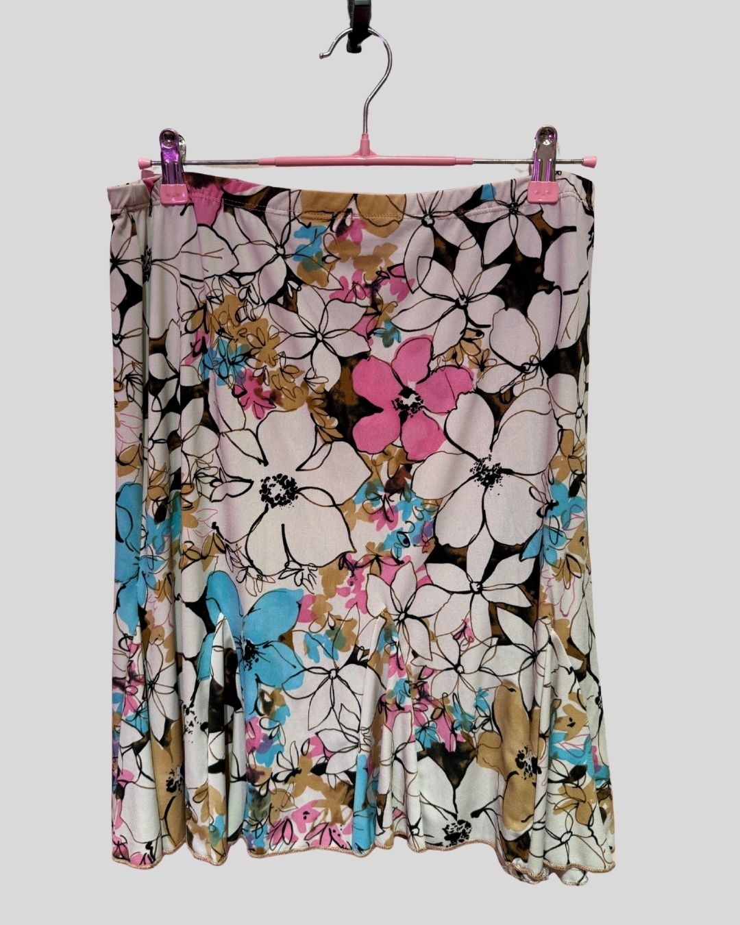 Vintage Susan Lawrence pink cream floral skirt (XL)