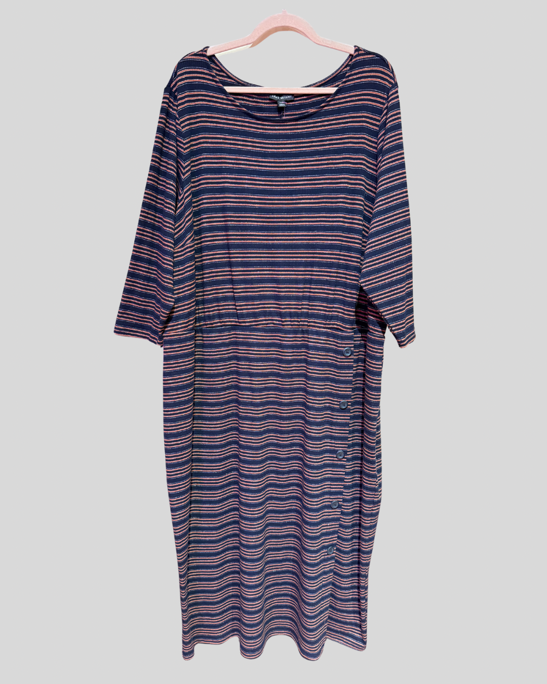 Lane Bryant Navy Sparkle Striped Dress (26/28)