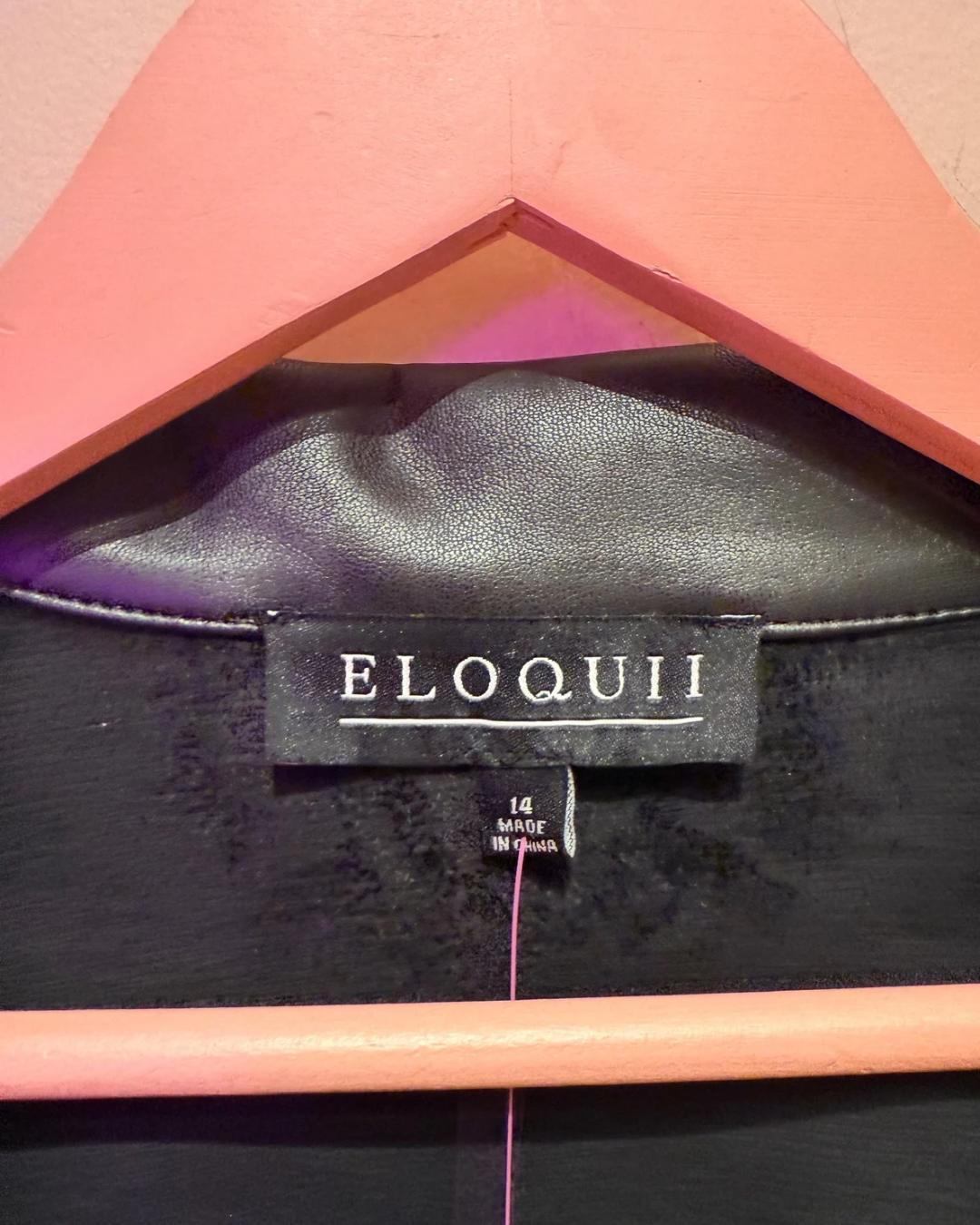 Eloquii Black Faux Leather Fringe Dress (14)