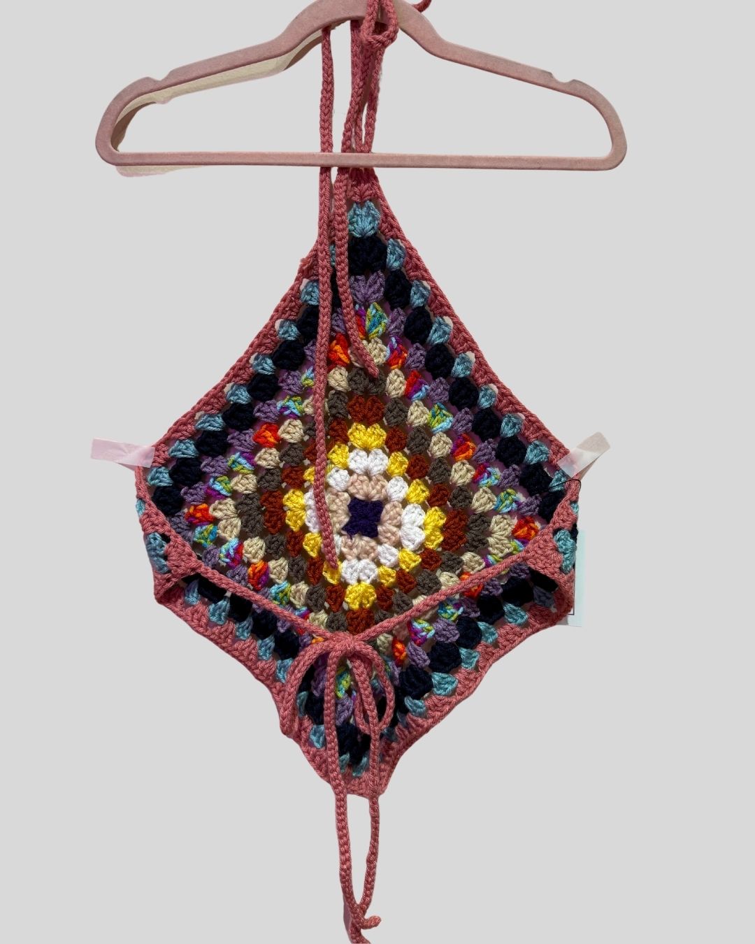 Arts & Crafts by Ms J Pink Triangle Crochet Top (1X)