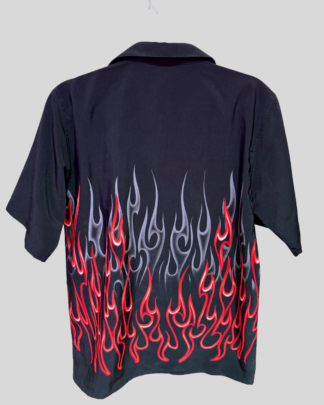 Vintage Authentic Shaolin black flame button down (L fits 12)