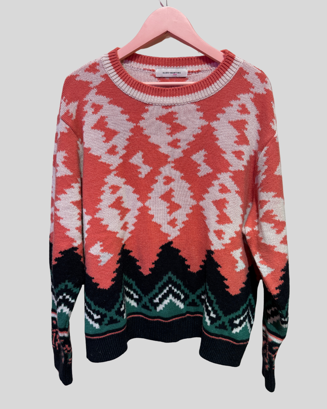 Aldo martins pink & green alpaca wool blend sweater (fits 1X)