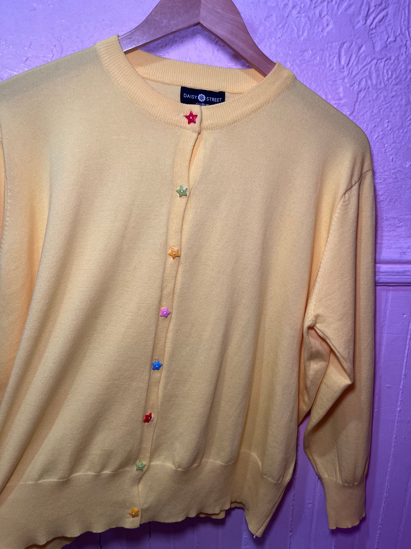 DAISY STREET Yellow Starfish Button Cardigan