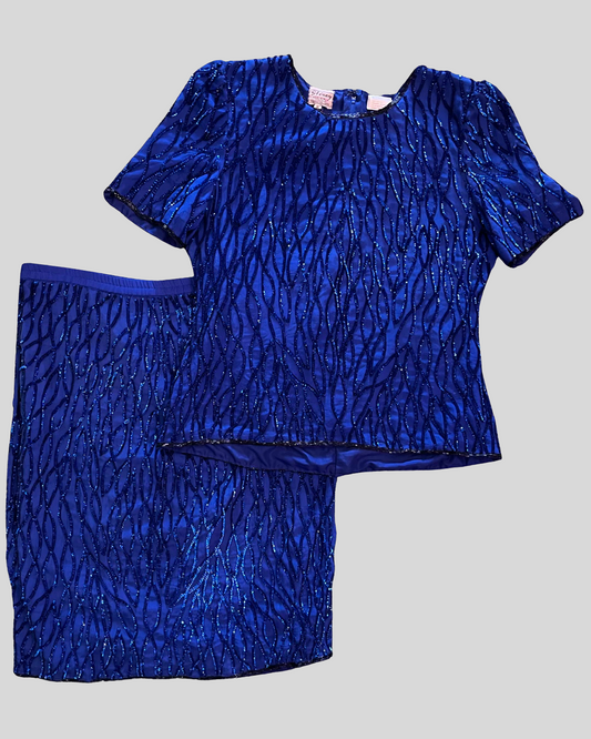 Cobalt Blue Silk & Sequin Set