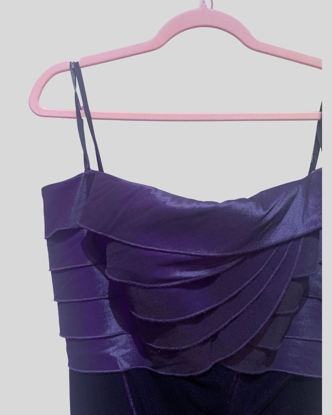 Tadashi Shoji NWT Plum Purple Conley Velvet Taffeta Ruffle Rosette Strapless Gown