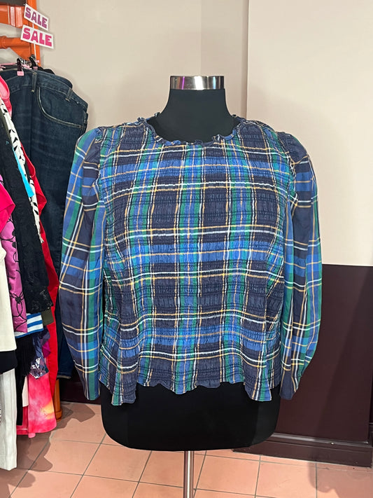 Tanya Taylor Blue Plaid Top (3x)