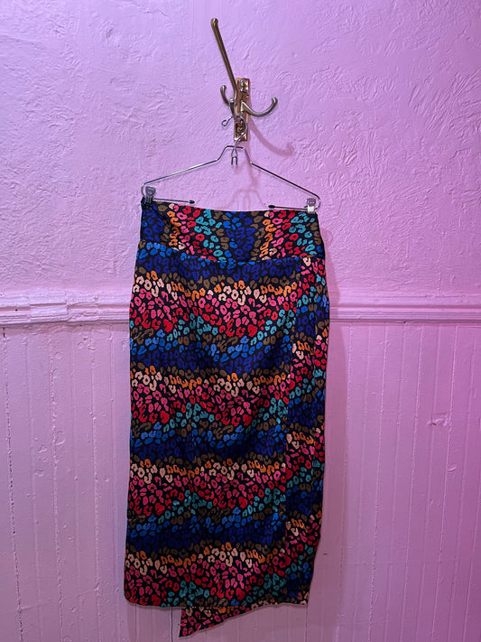 NEVER FULLY DRESSED Rainbow Leopard Wrap Skirt