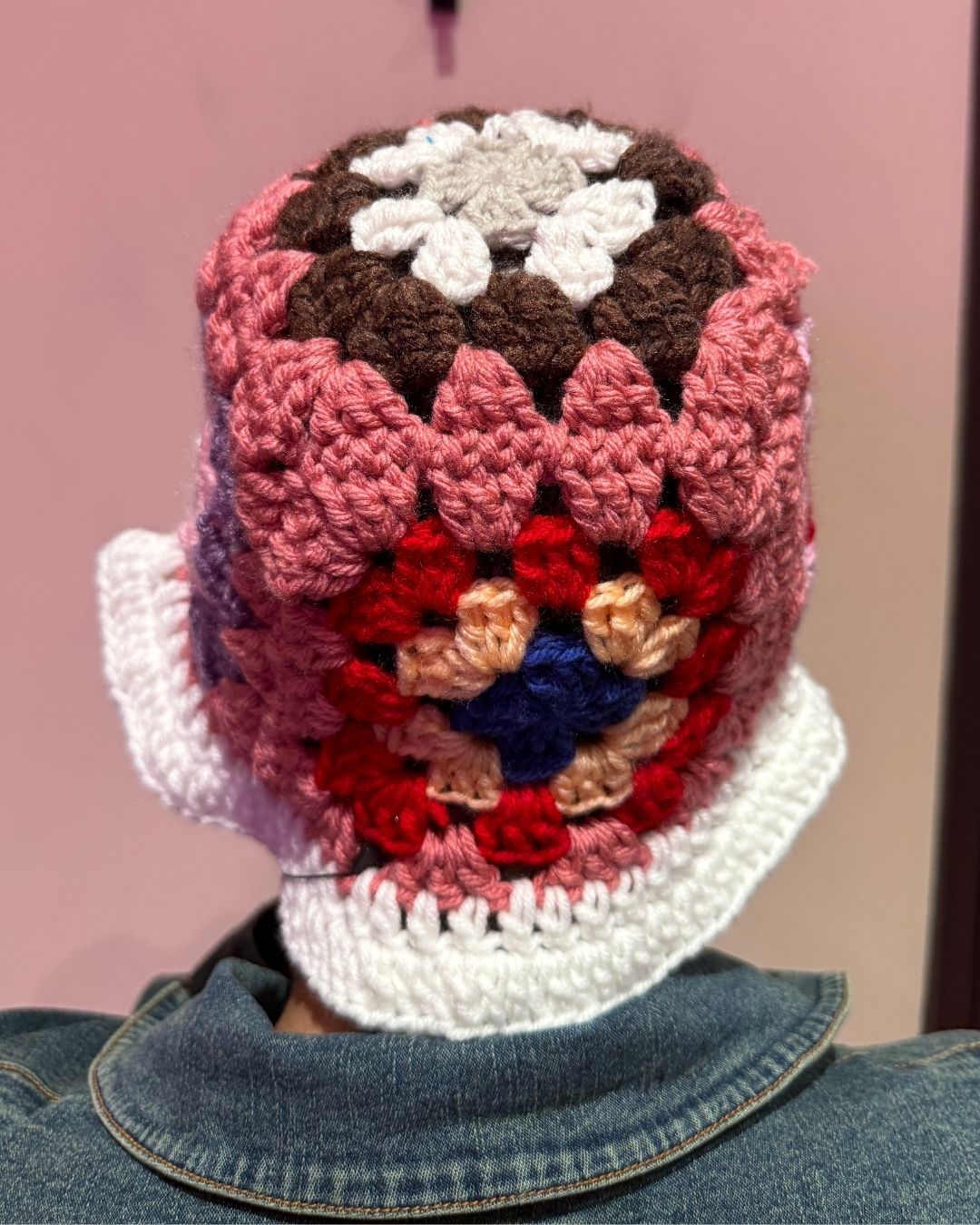 Arts & Crafts by Ms J Pink & White Crochet Hat