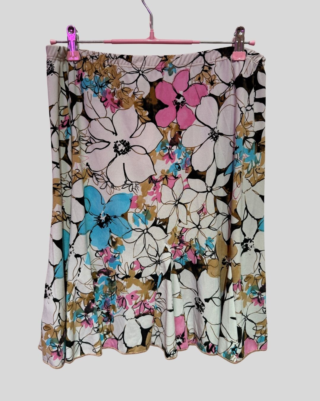 Vintage Susan Lawrence pink cream floral skirt (XL)