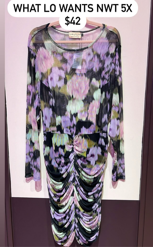 RESALE WHAT LO WANTS NWT purple floral dress size 5x