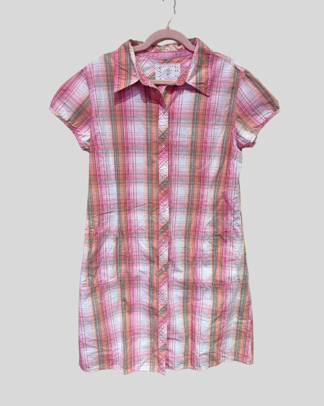 H&m Pink/Orange Plaid Dress (14 40W)