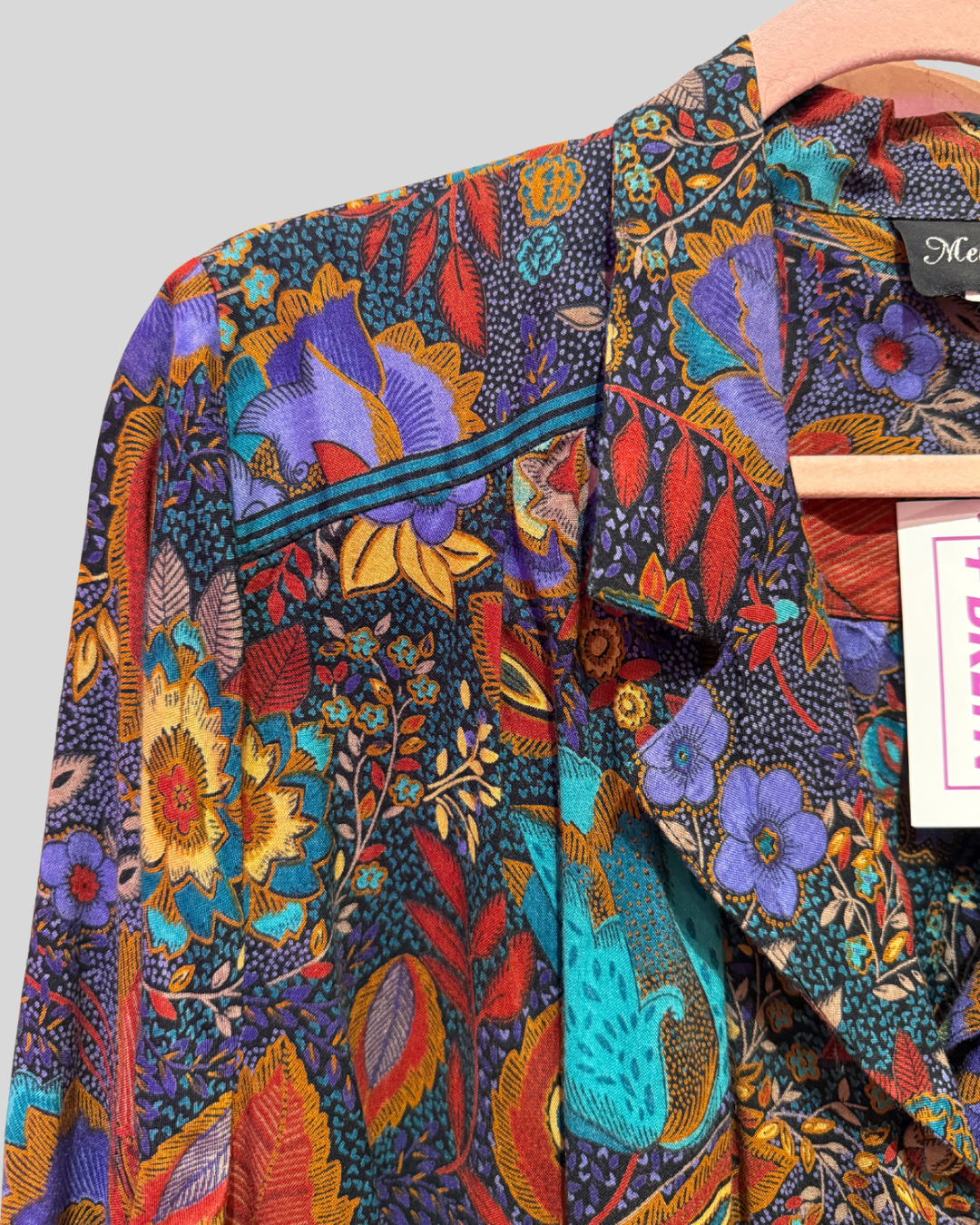 Vintage Melissa Court Blue Paisley Floral Button Down (22)