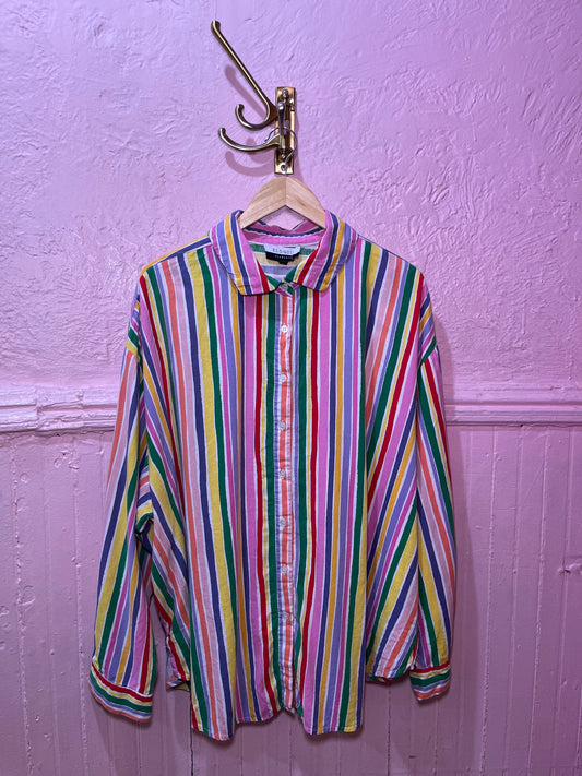 ELOQUII ELEMENTS Candy Rainbow Button Down