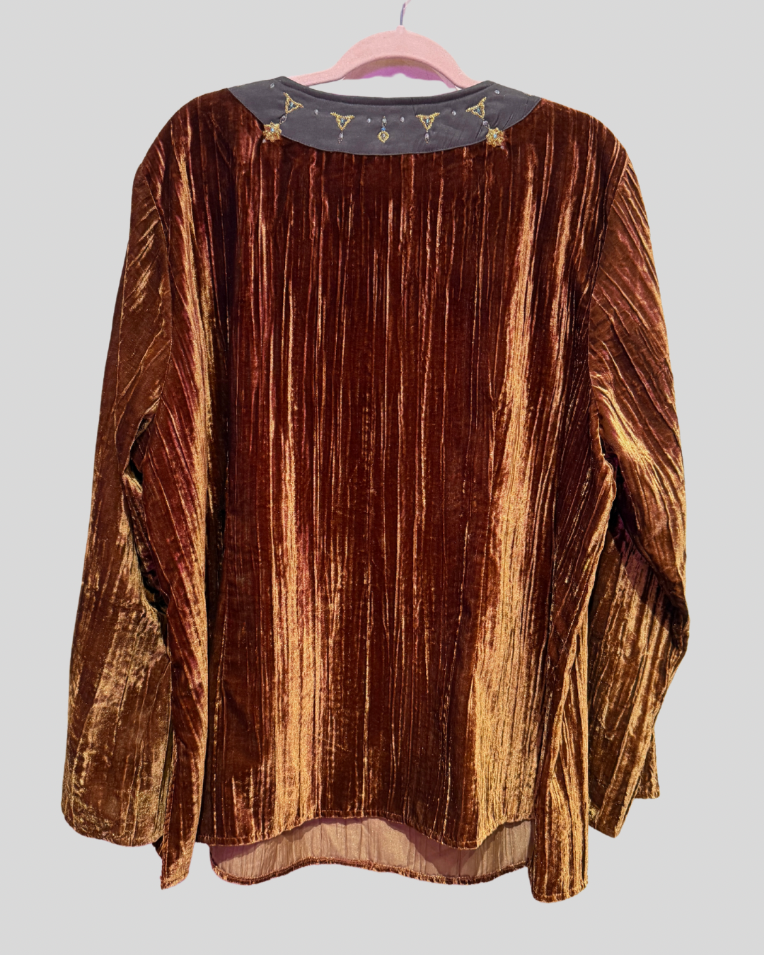 Vintage Venezia Brown Velvet Embellished Top (22/24)