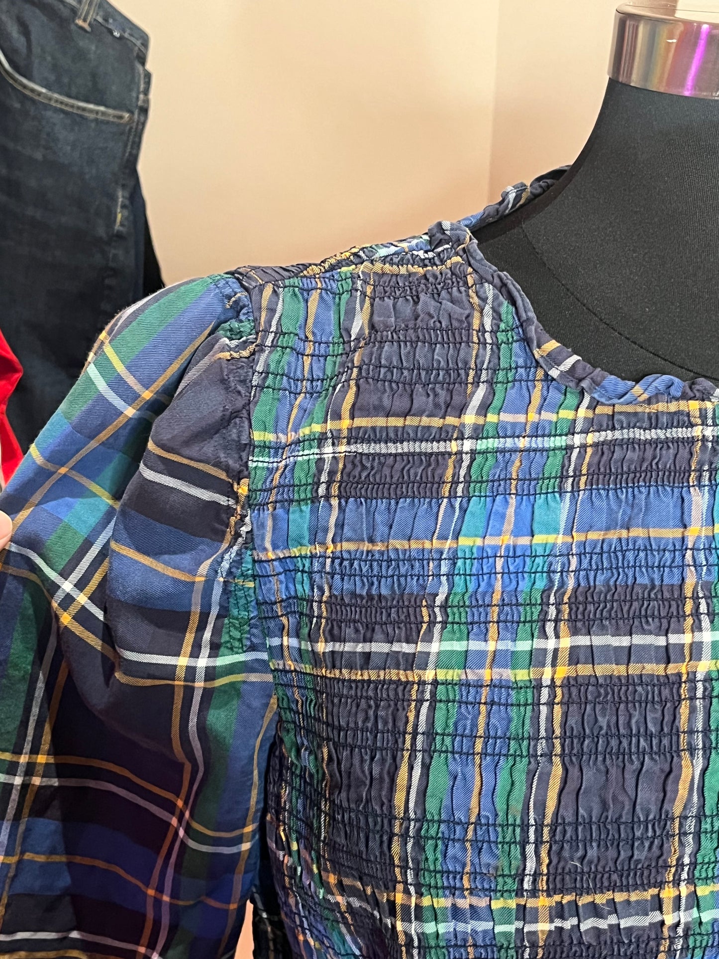 Tanya Taylor Blue Plaid Top (3x)