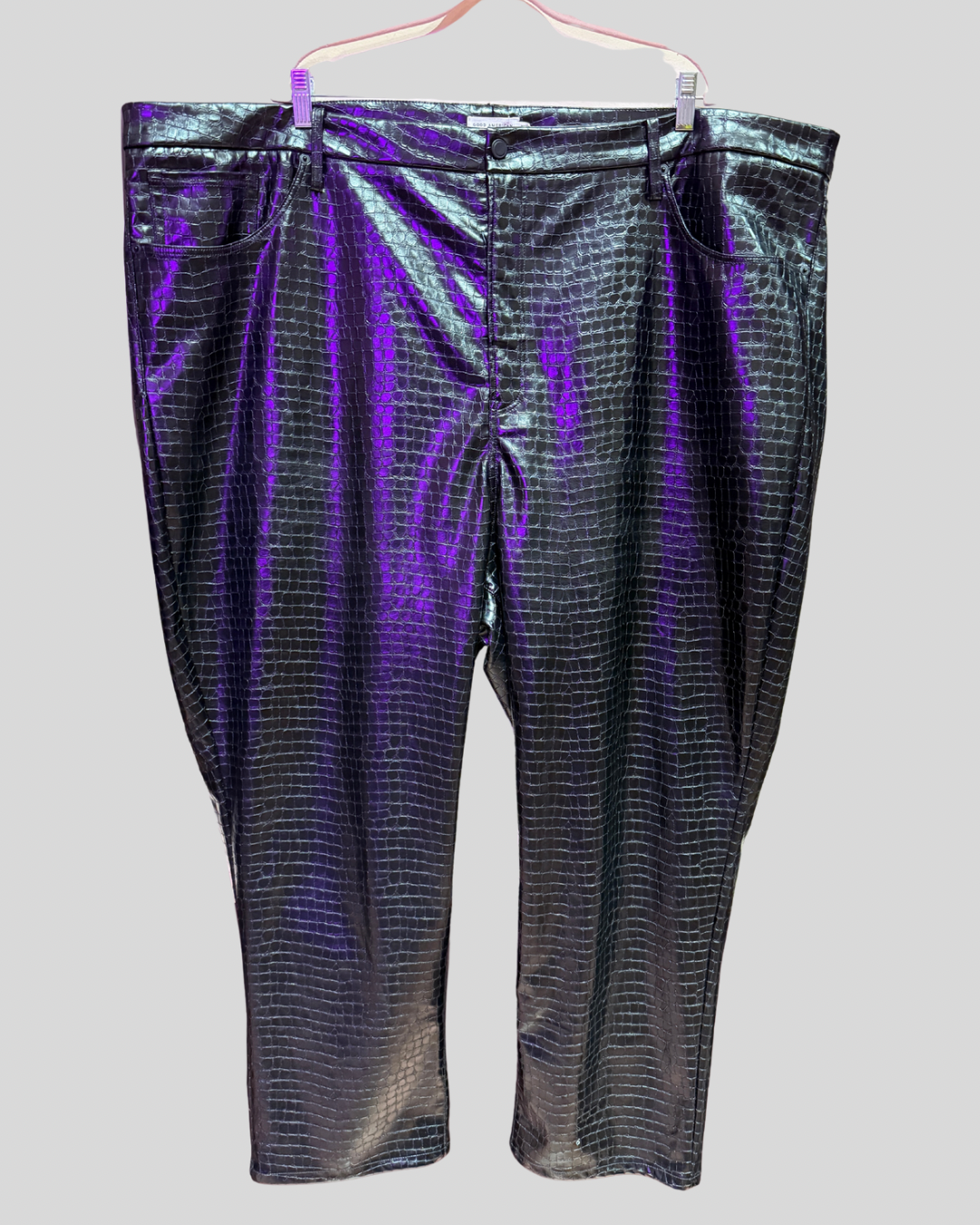 Good American Black Croc Faux Leather Pants (28)