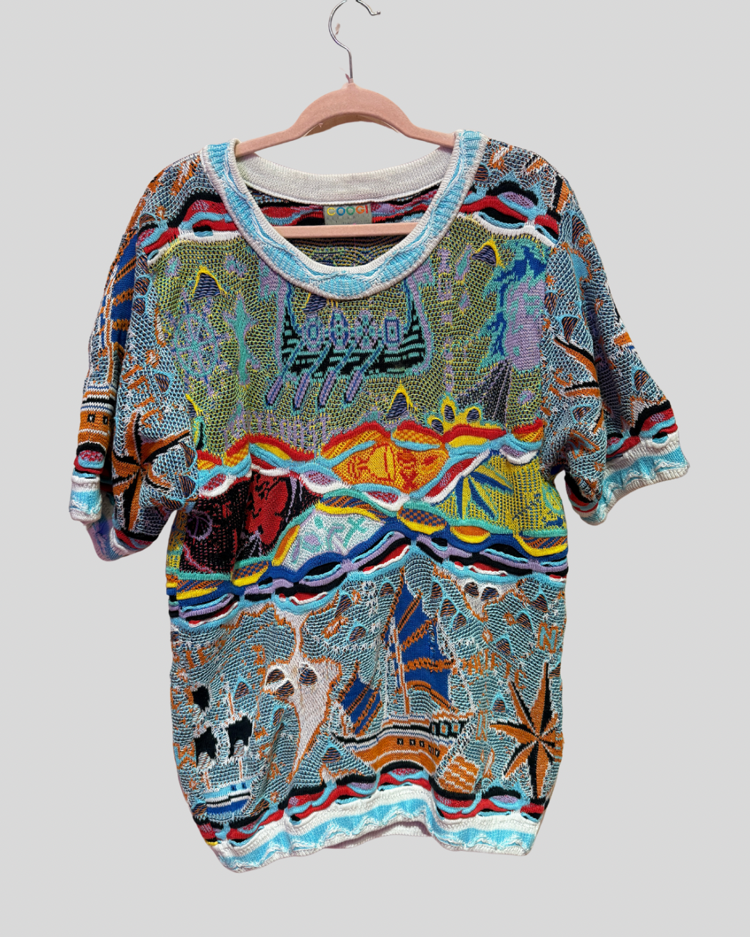 VINTAGE Coogi Multicolor Boat Motif Sweater (L)