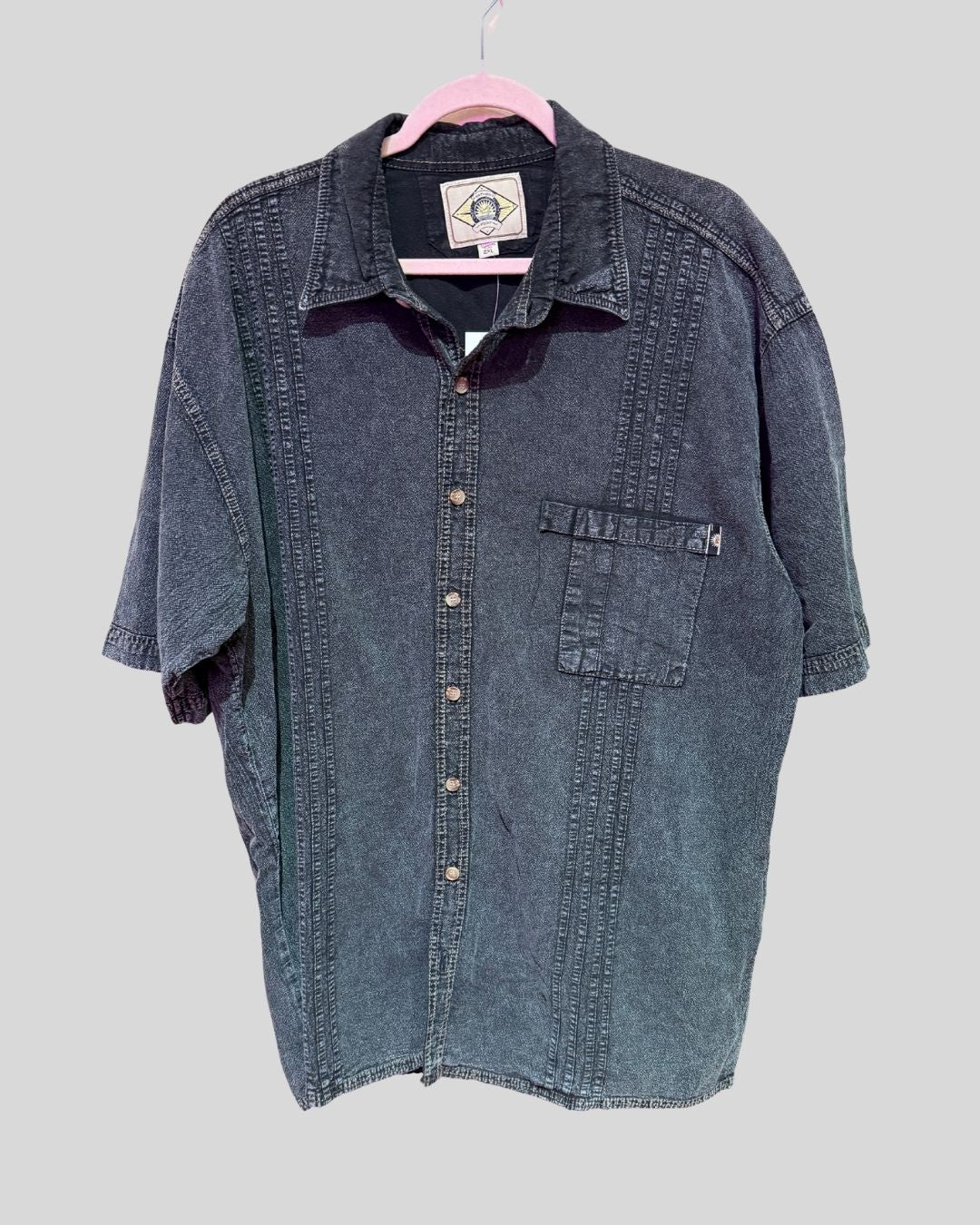 Vintage Farthest Point black wash button down (2X)