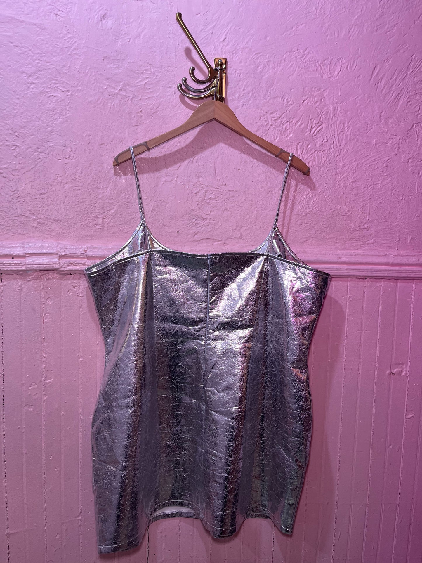 NASTY GAL Cracked Silver Dress