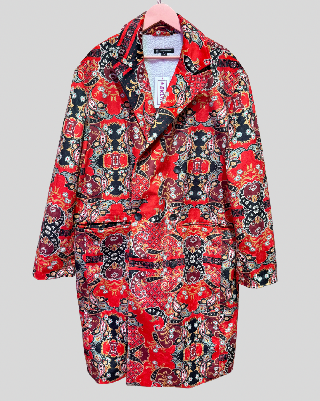 INC Red Printed Soft Coat with Sherpa Lining (fits 1X)