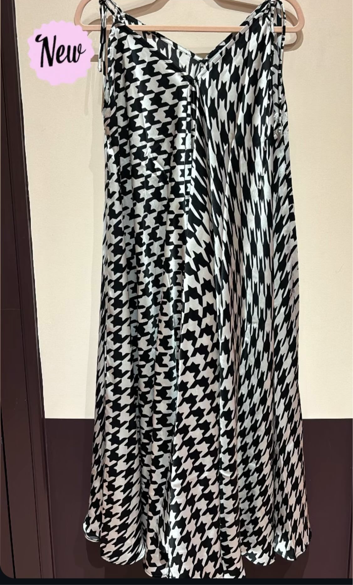 NEW ALICE ALEXANDER Cass Dress silk black & white houndstooth dress