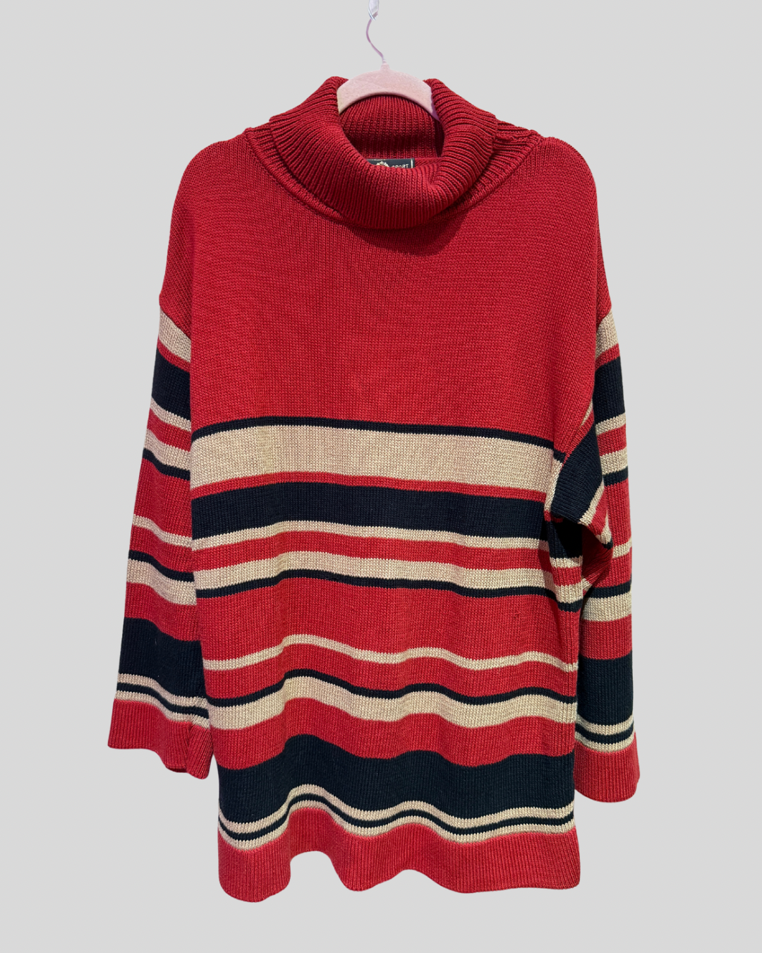 Vintage St. John Sport Red Stripe Turtleneck Sweater (L)